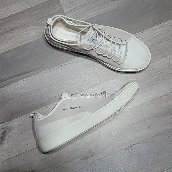 Karl Lagerfeld Off-White Suede Sneakers Size 11 Men's - Picture 2 of 8